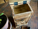 Handcarved Triple Moon Wood Box Chest