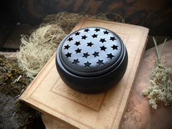 Wooden Charcoal Incense Burner w Metal Screen