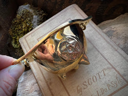 Brass Pentacle Charcoal Incense Burner Cauldron