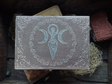 Embossed Metal Triple Moon Goddess Box