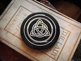 Black Agate Gold Triquetra Altar Plate