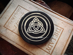 Black Agate Gold Triquetra Altar Plate