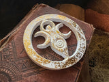 Triple Moon Goddess Altar Plate | White and Gold
