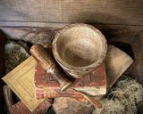 Carved Wood Pentacle Mortar & Pestle
