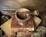 Carved Wood Pentacle Mortar & Pestle
