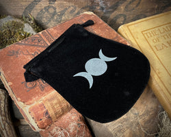 Velvet Triple Moon Goddess Drawstring Bag