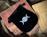 Velvet Triple Moon Goddess Drawstring Bag